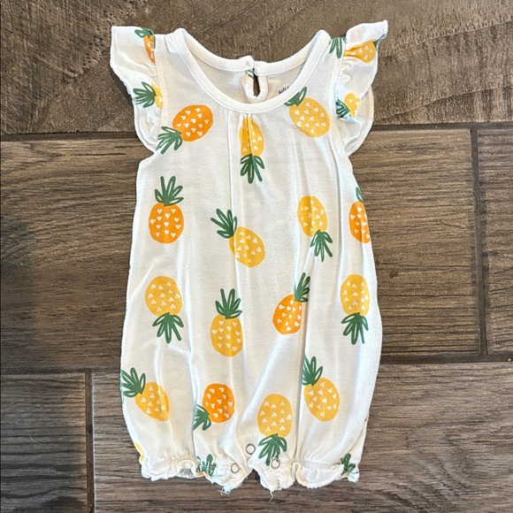 Silkberry Baby Other - Silkberry Baby Bamboo Sleeveless Ruffle Pineapple Print Romper